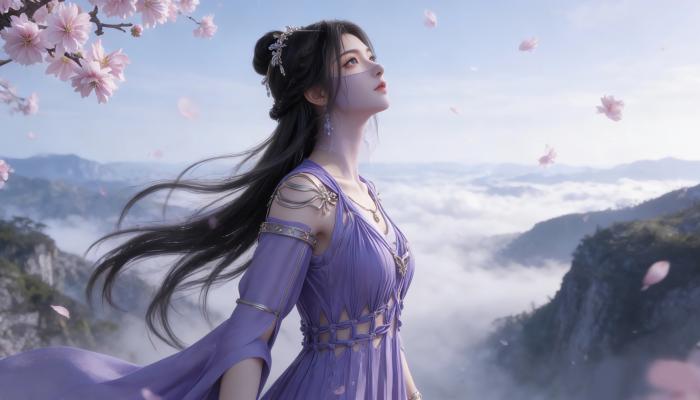 电脑壁纸 动漫 凡人修仙传 长发紫色裙子美女紫灵 樱花 4K壁纸 电脑桌面 高清壁纸 壁纸下载 壁纸大全